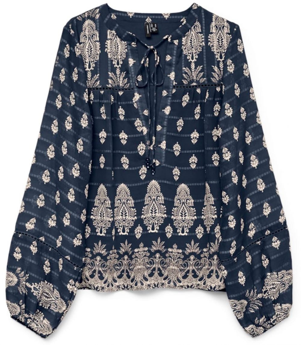 VERO MODA Blúzka 'VMHEDI'  námornícka modrá / šedobiela