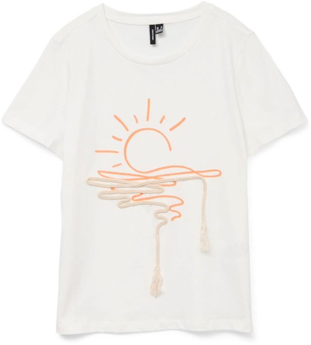VERO MODA Tričko  béžová / oranžová / biela