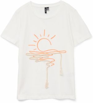VERO MODA Tričko  béžová / oranžová / biela
