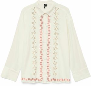 VERO MODA Blúzka 'VMDICTHE'  tmavobéžová / červená / biela