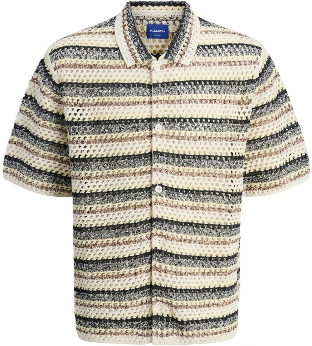 JACK & JONES Kardigán 'JORCorfu'  hnedá / svetložltá / čierna / biela ako vlna
