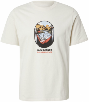 JACK & JONES Tričko 'JORSkull Coast'  svetlomodrá / tmavožltá / čierna / biela