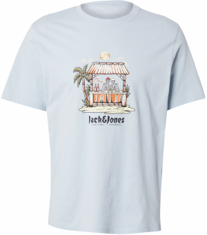 JACK & JONES Tričko 'JORSkull Coast'  krémová / svetlomodrá / zelená / tmavooranžová