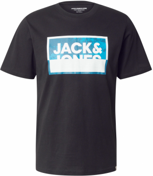 JACK & JONES Tričko  azúrová / čierna / biela
