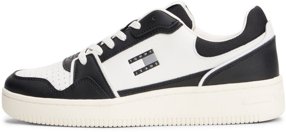 Tommy Jeans Nízke tenisky 'RETRO BASKET'  sivá / čierna / biela