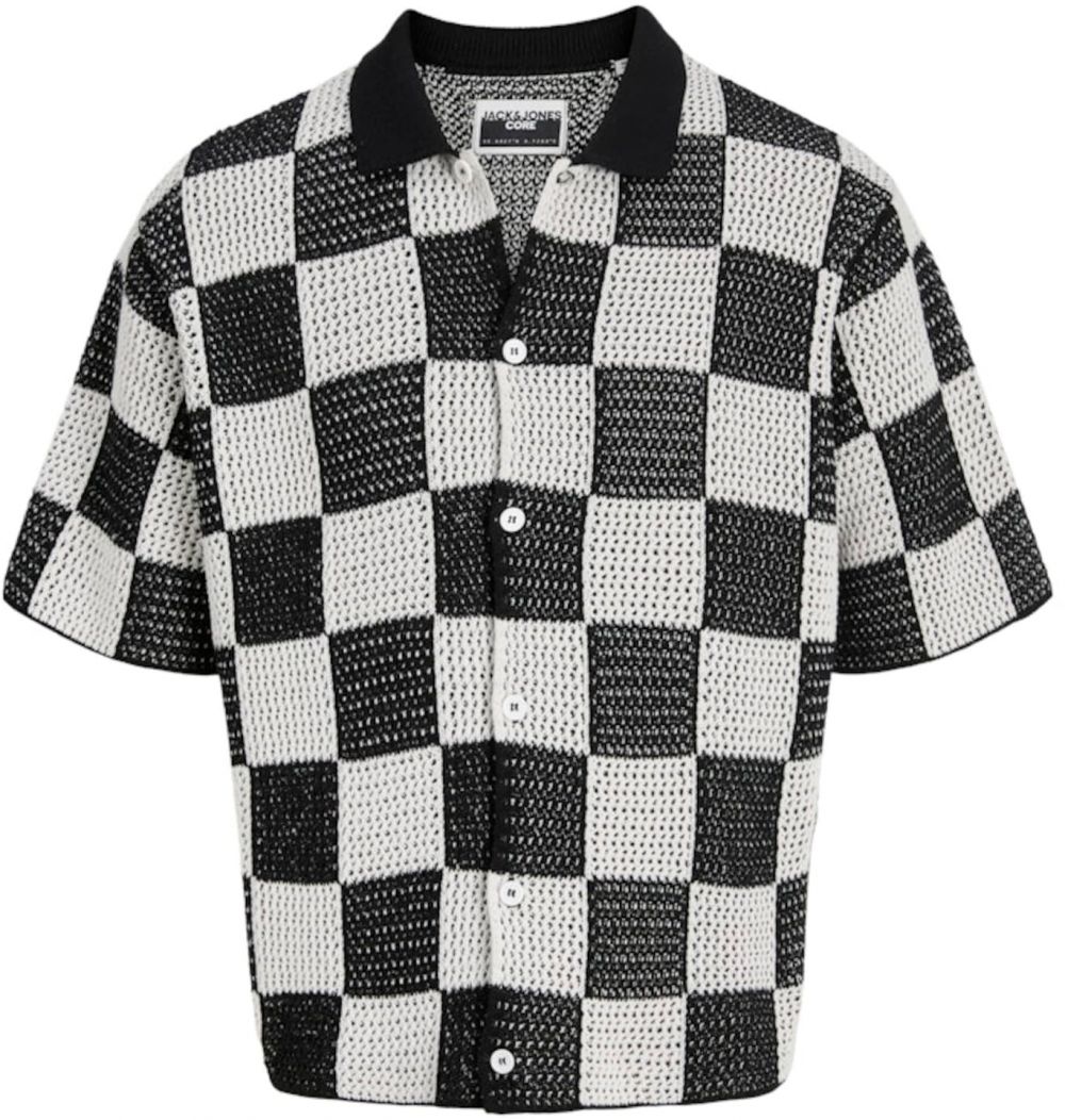 JACK & JONES Kardigán 'JCOATHLETICO'  čierna / šedobiela