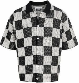 JACK & JONES Kardigán 'JCOATHLETICO'  čierna / šedobiela