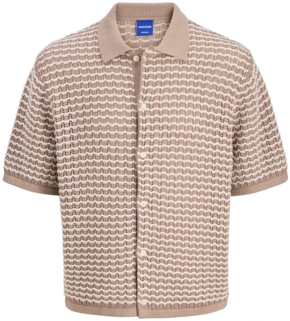 JACK & JONES Kardigán 'JORDia'  svetlohnedá / biela