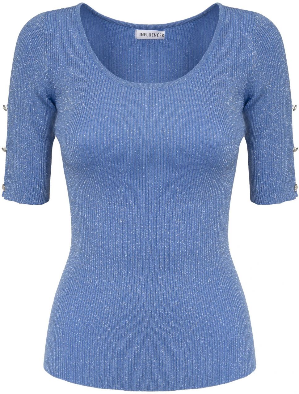 Influencer Tričko ' Ribbed lurex pull '  modrá