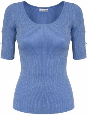 Influencer Tričko ' Ribbed lurex pull '  modrá