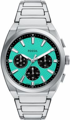 FOSSIL Analógové hodinky 'EVERETT'  tyrkysová / strieborná / biela