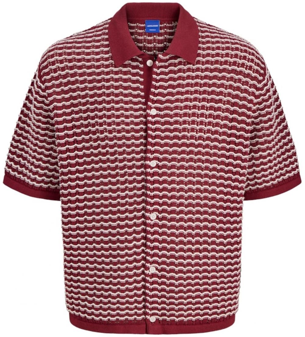 JACK & JONES Kardigán 'JORDia'  bordová / biela