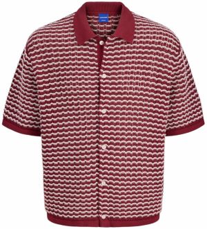 JACK & JONES Kardigán 'JORDIA'  bordová / biela
