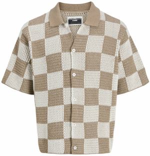 JACK & JONES Kardigán 'Jcoathletico'  farba ťavej srsti / tmavobéžová