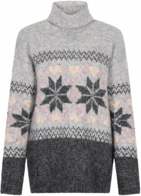 usha BLUE LABEL Oversize sveter  antracitová / sivá melírovaná / pastelovo ružová