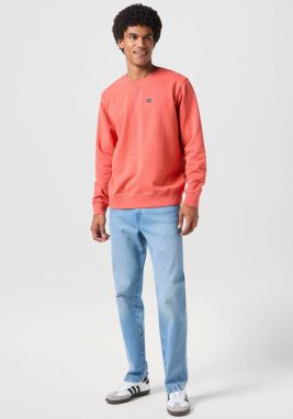 WRANGLER Mikina 'SIGN OFF CREW'  námornícka modrá / pastelovo červená