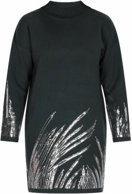 faina Pletené šaty  tmavozelená / strieborná