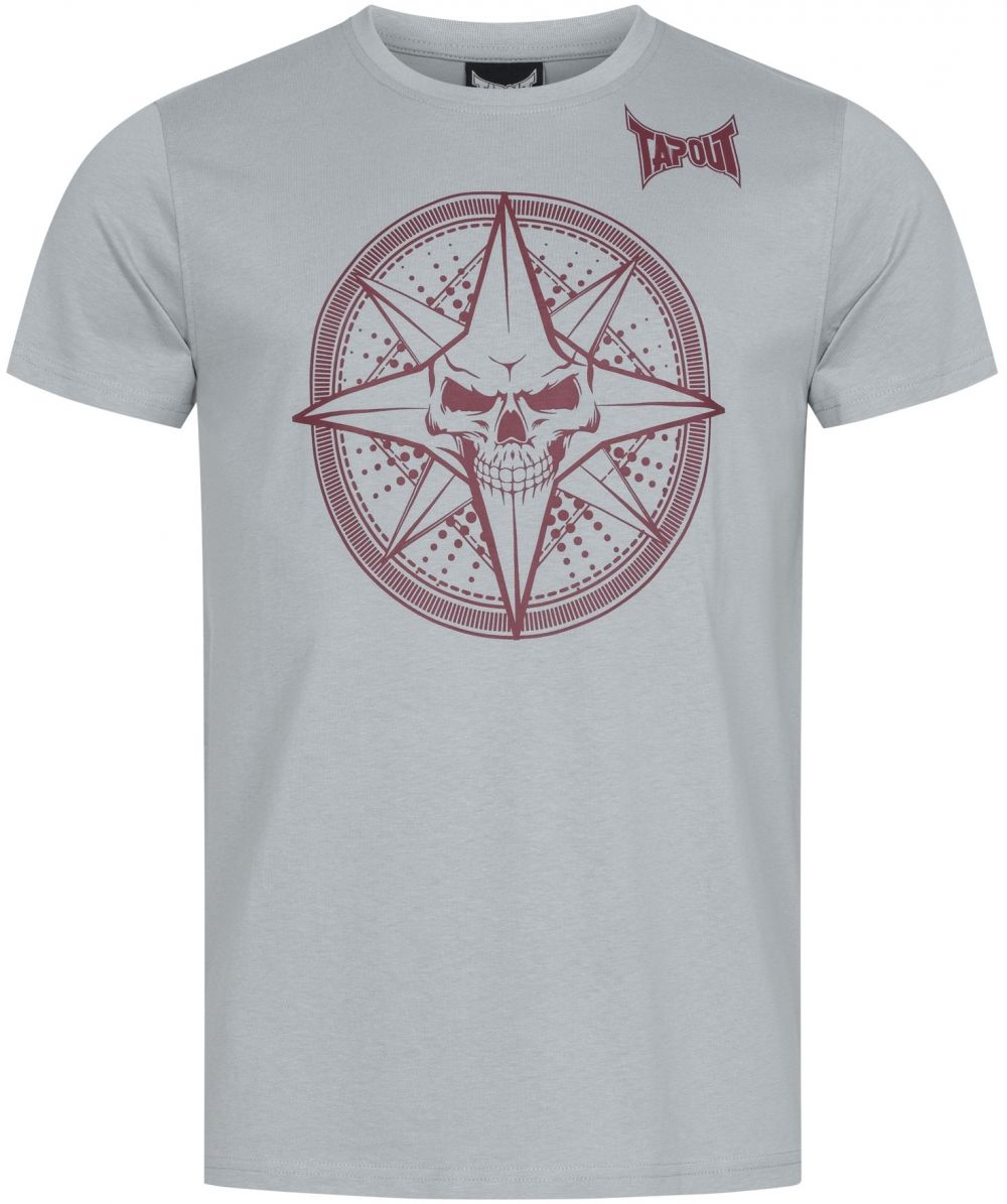 Tapout Tričko 'Skrape'  sivá melírovaná / karmínovo červená