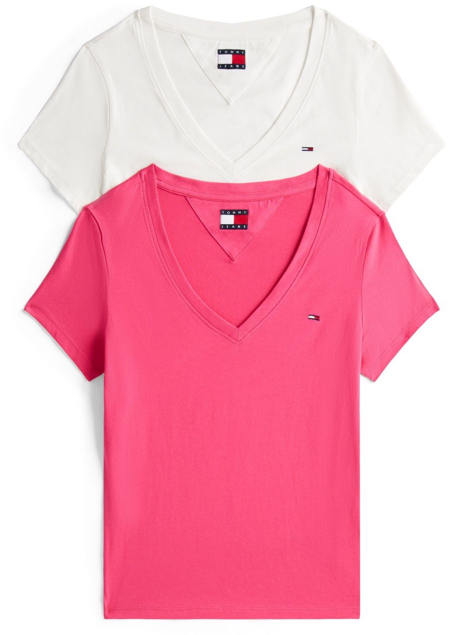 Tommy Jeans Tričko  svetloružová / biela