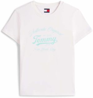 Tommy Jeans Tričko 'ESSENTIAL'  svetlozelená / biela
