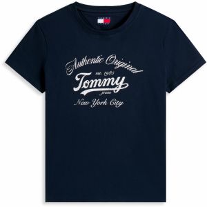 Tommy Jeans Tričko 'ESSENTIAL'  tmavomodrá / biela