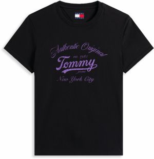 Tommy Jeans Tričko 'Essential'  fialová / čierna