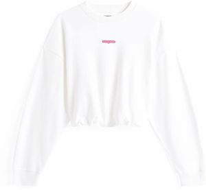 Tommy Jeans Mikina  ružová / biela / šedobiela
