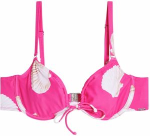 Desigual Bikinový top 'Shell'  béžová / červeno-fialová / šedobiela