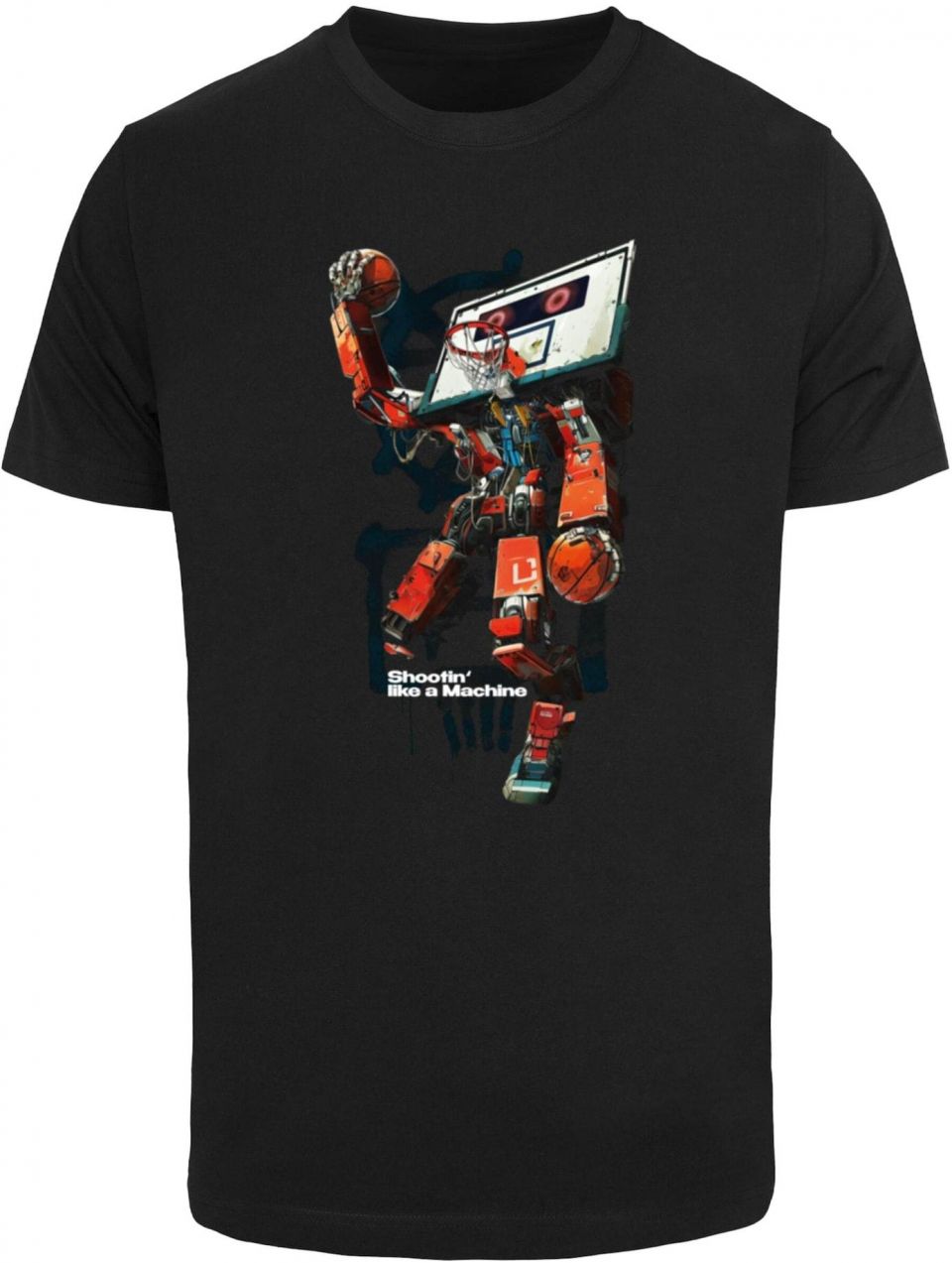 Mister Tee Tričko 'Bball Robot'  svetlosivá / petrolejová / tmavooranžová / čierna