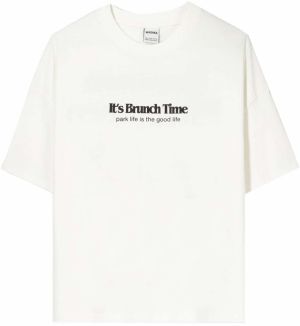 Bershka Tričko  zelená / mandarínková / čierna / biela