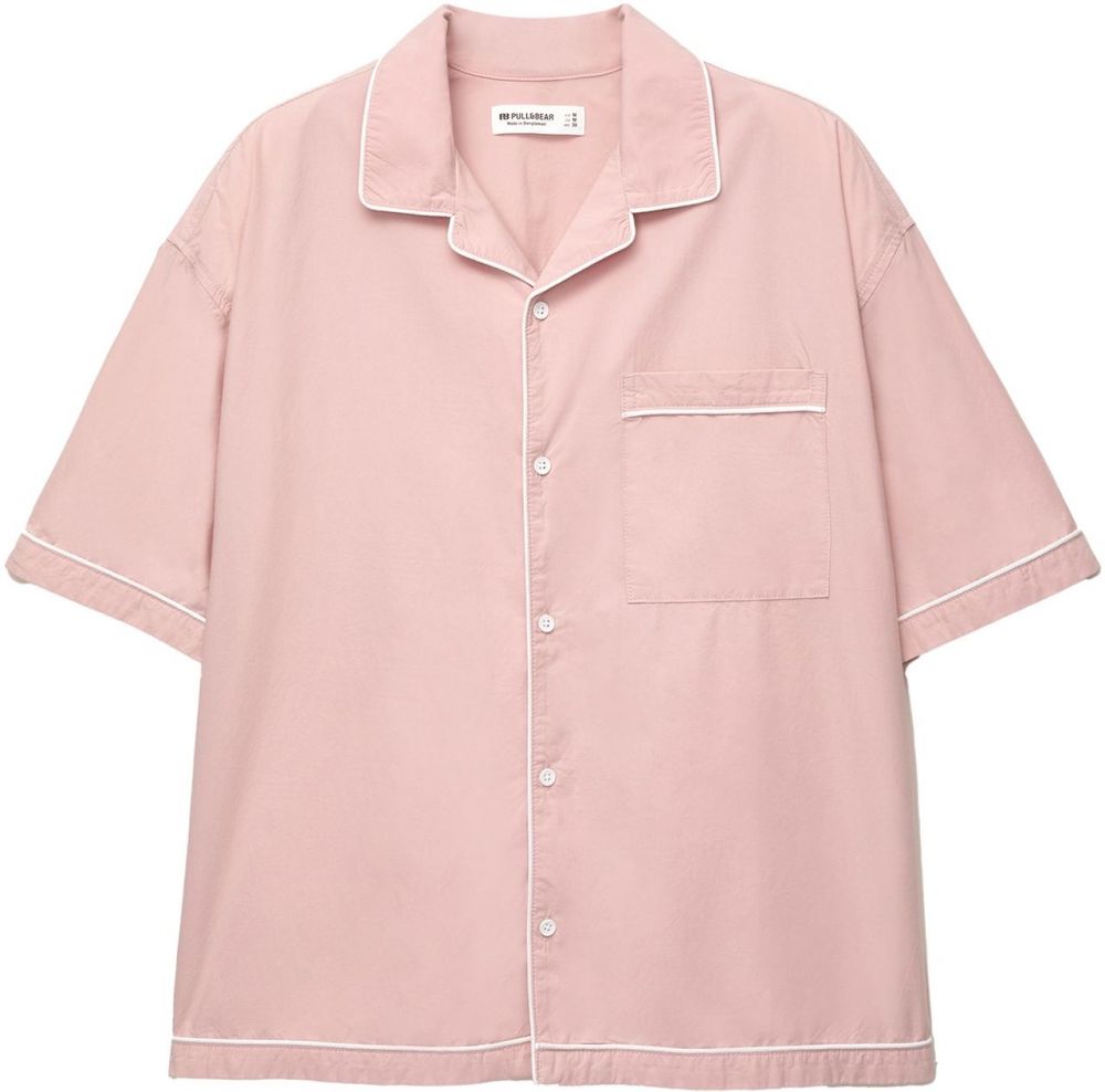 Pull&Bear Košeľa  ružová / biela