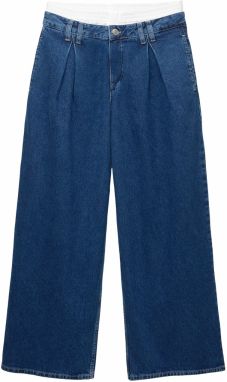 Pull&Bear Plisované rifle  tmavomodrá / biela