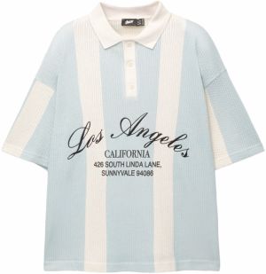 Pull&Bear Tričko  svetlomodrá / čierna / biela