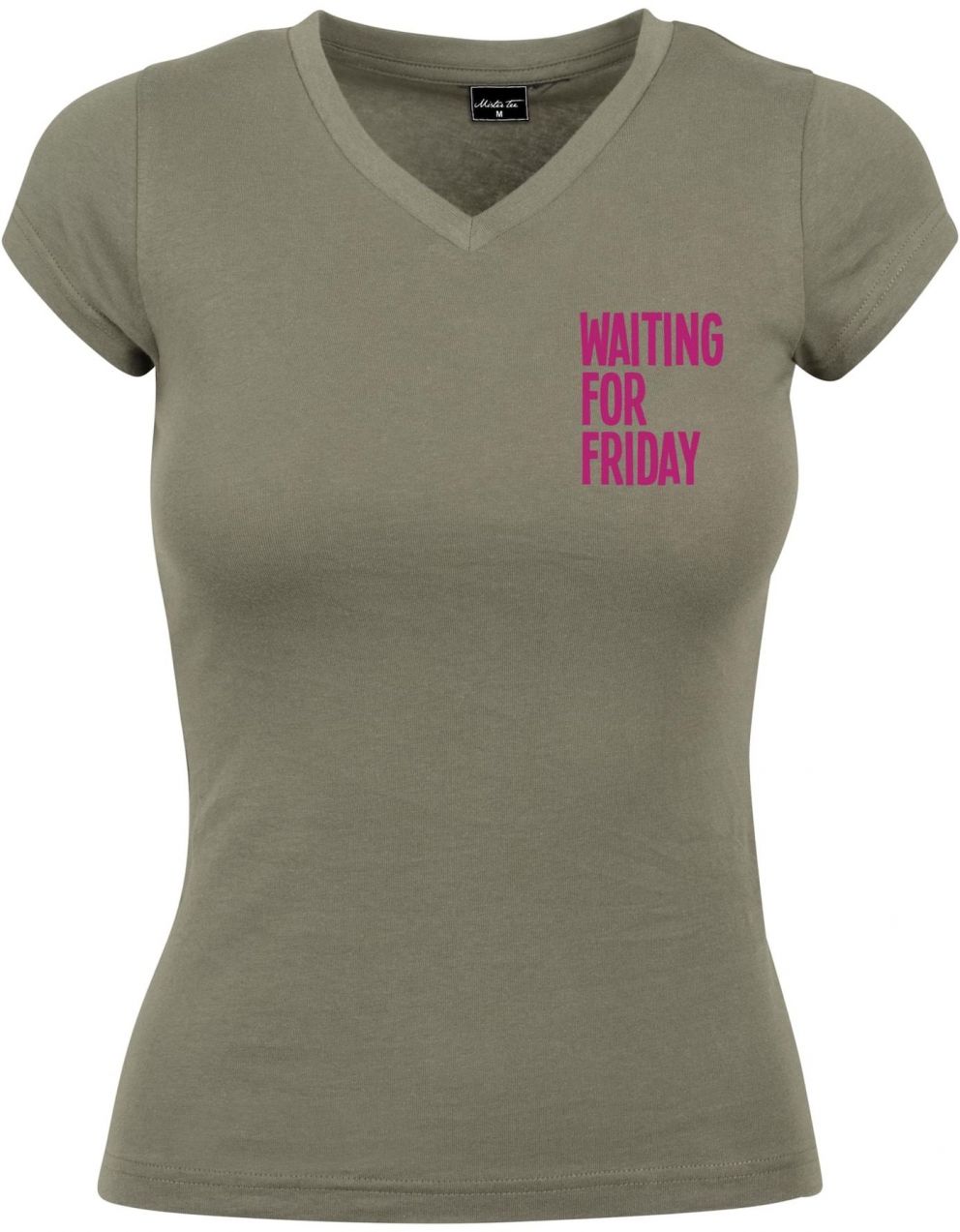 Merchcode Tričko 'Waiting For Friday'  kaki / tmavoružová
