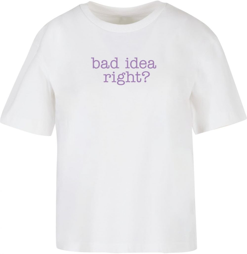 Miss Tee Tričko 'Bad Idea'  levanduľová / biela