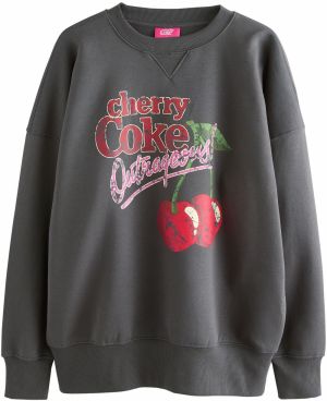 Next Mikina 'Cherry Coke'  tmavosivá / zelená / ružová / červená