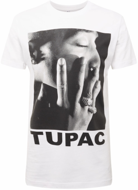 Mister Tee Tričko 'Tupac Profile'  sivá / čierna / biela