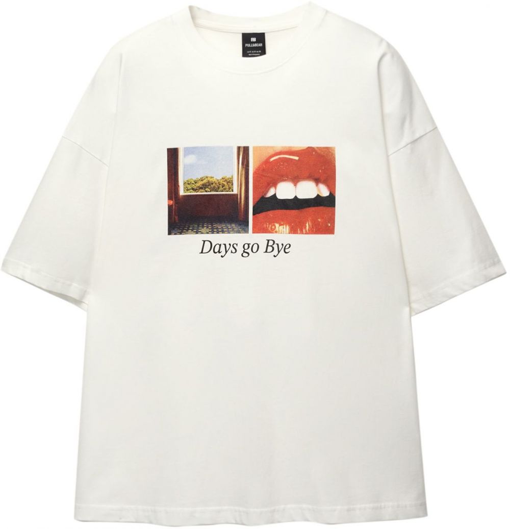Pull&Bear Tričko  tmavohnedá / červená / čierna / biela