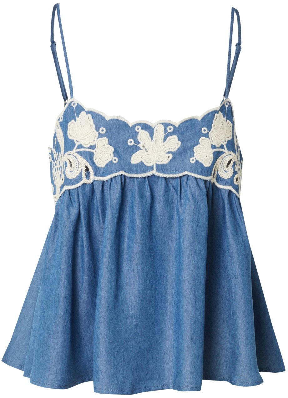 OBJECT Top 'OBJElla'  modrá denim / biela