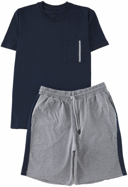 Trendyol Krátke pyžamo  indigo / sivá melírovaná