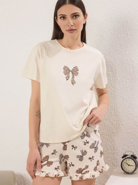 Trendyol Kraťasy  krémová / farba ťavej srsti / tmavohnedá
