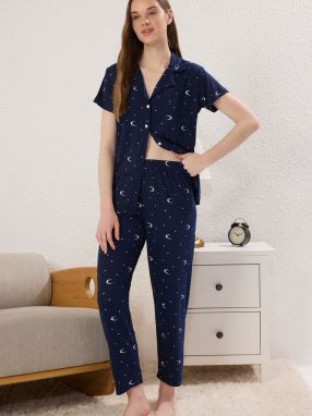 Trendyol Pyžamo  námornícka modrá / biela