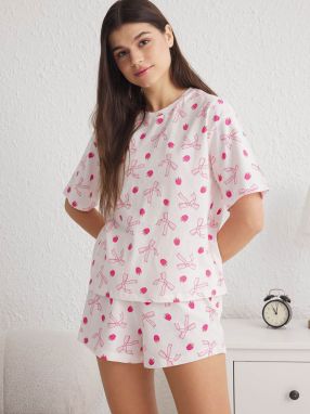 Trendyol Kraťasy  svetlozelená / ružová / ružová / biela