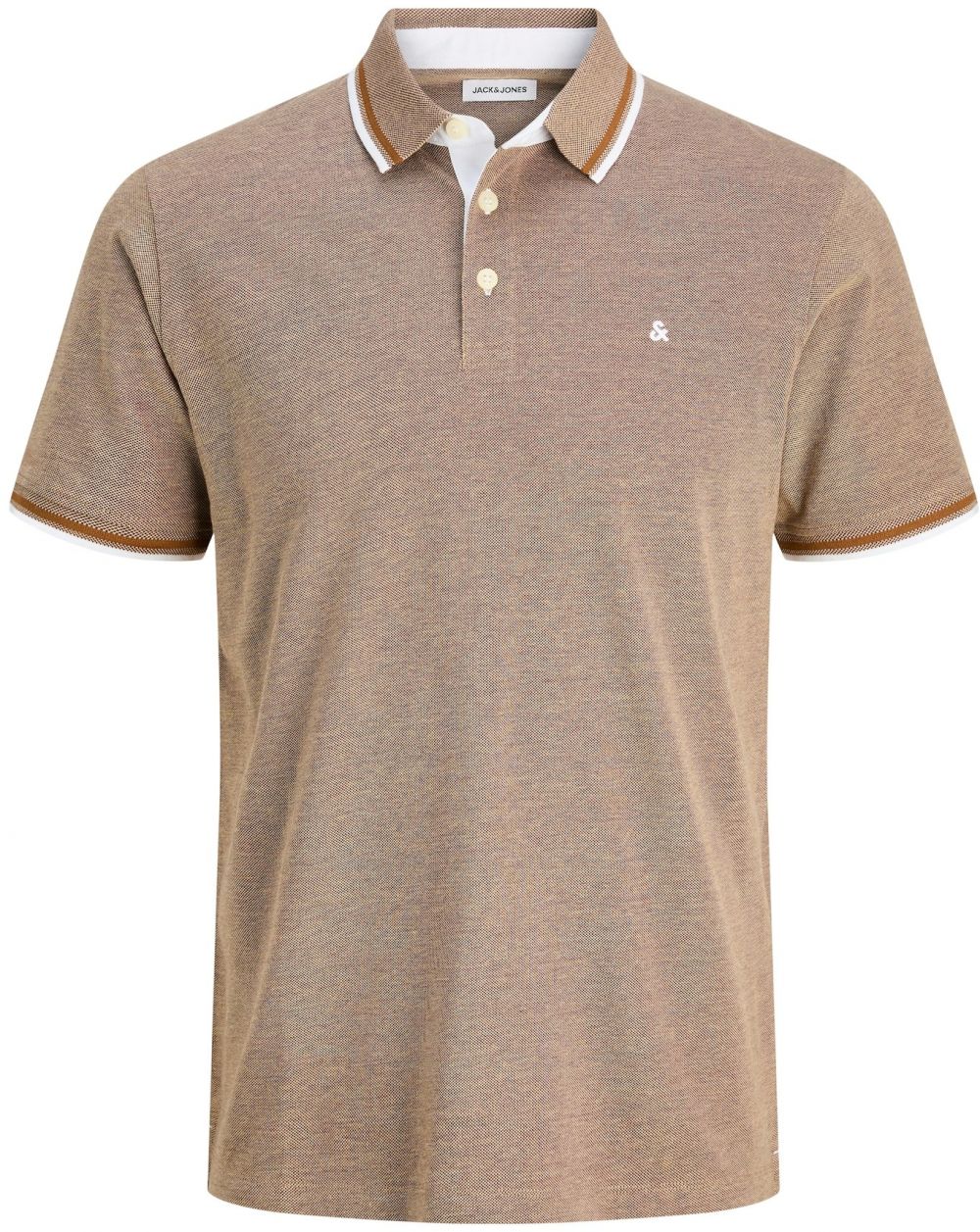 JACK & JONES Tričko 'JJEPaulos'  koňaková / brokátová / biela