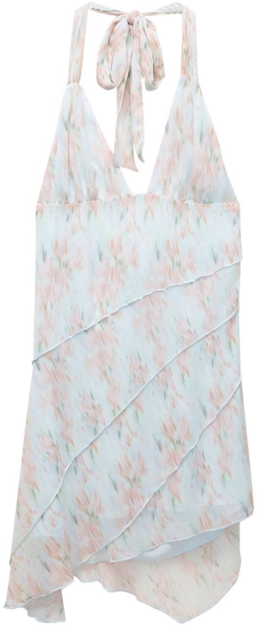 Pull&Bear Letné šaty  svetlomodrá / tmavozelená / ružová