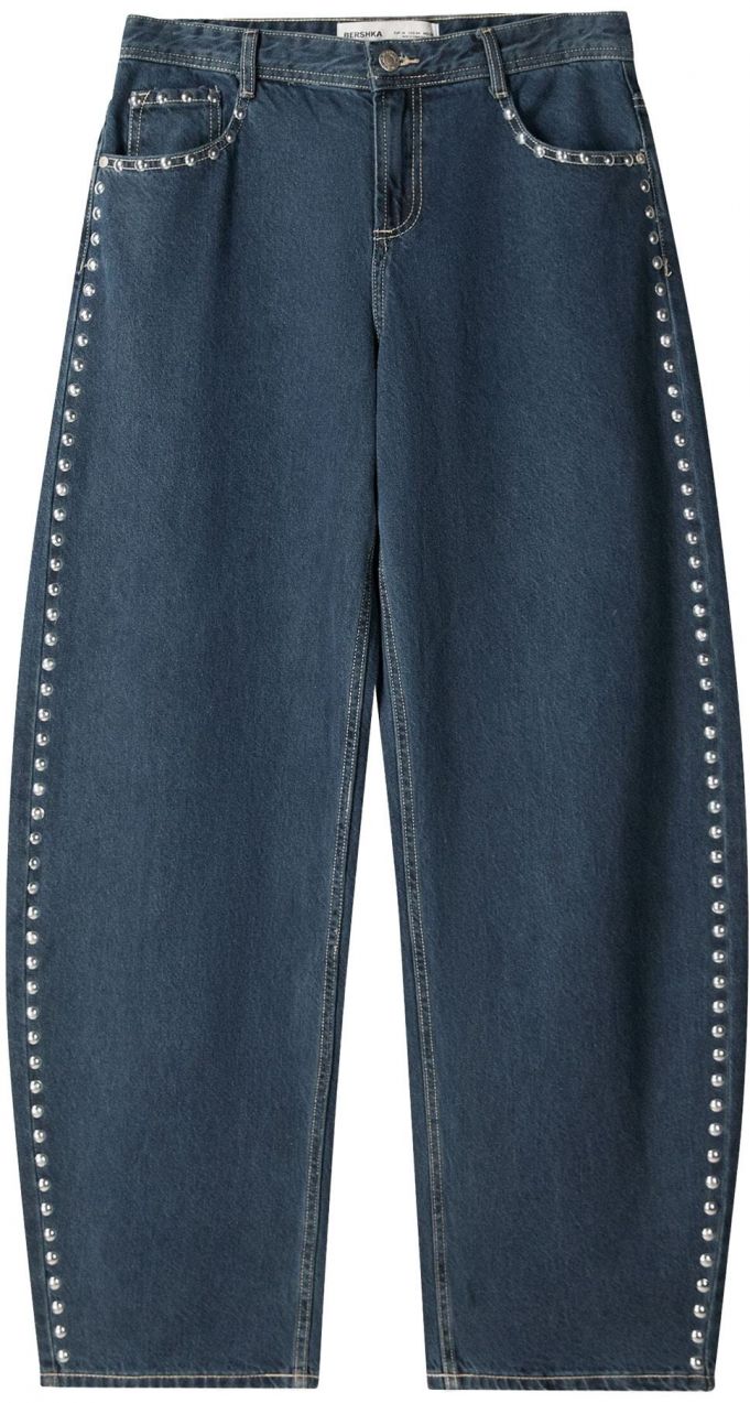 Bershka Džínsy  námornícka modrá / strieborná