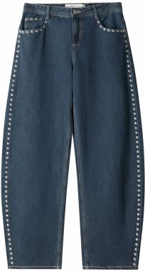 Bershka Džínsy  námornícka modrá / strieborná