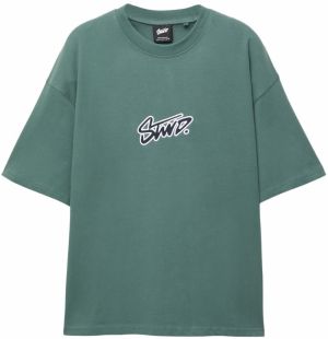 Pull&Bear Tričko 'STWD'  smaragdová