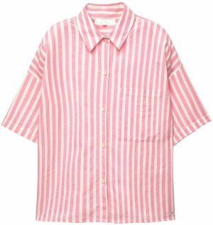 Pull&Bear Blúzka  ružová / šedobiela
