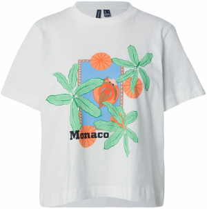 VERO MODA Tričko 'VMBETA METTE'  svetlomodrá / limetová / oranžová / biela